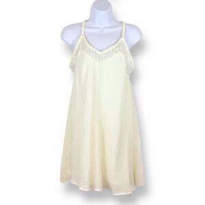 H&M Ivory Crinkle Chiffon & Eyelet Cover-Up Summer Dress size 4